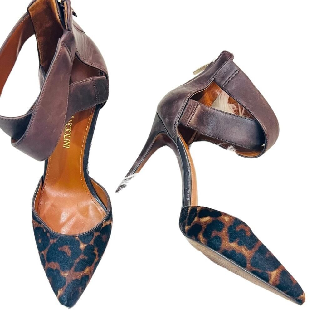 Enzo Angiolini Eaflio Dark brown pony hair animal print Slingback Pumps Size 6